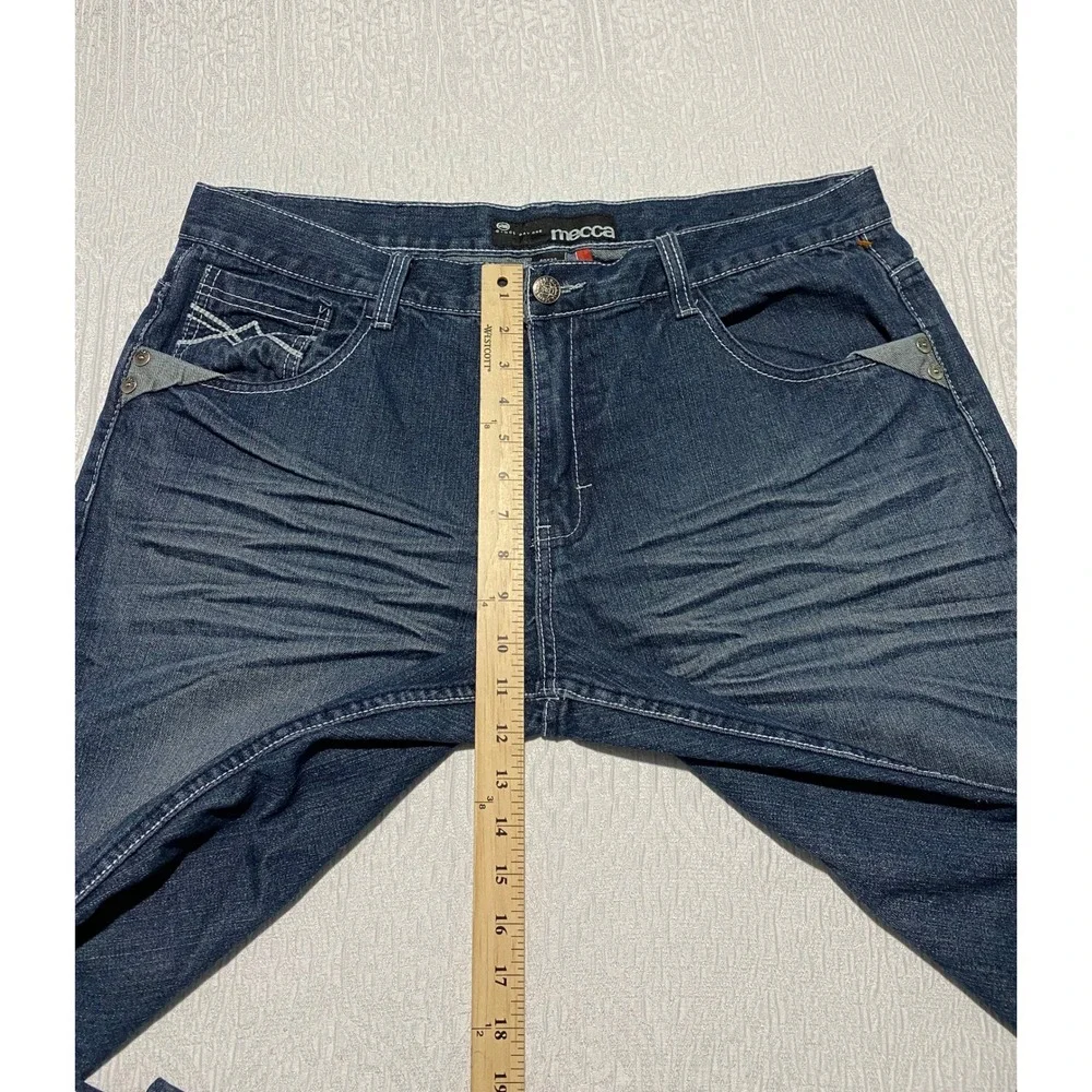 Mecca Men's‎ Straight Fit Blue Denim Jeans Size 40x34 Embroidered Pockets